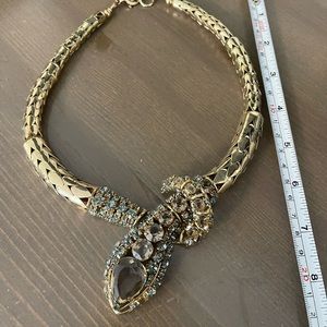 Gold and sage snake statement necklace